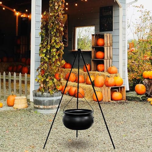Black Plastic Cauldron with Lights 130cm O3555