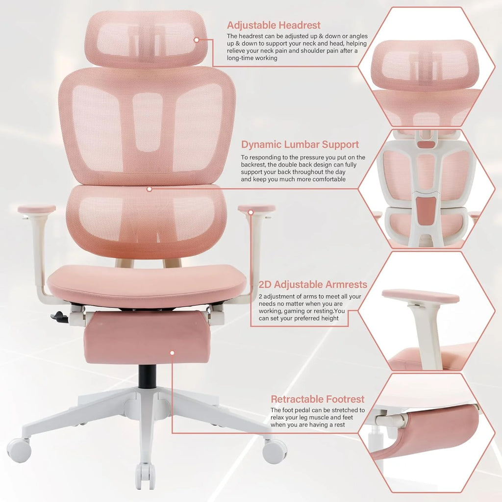 Black Ergonomic Mesh Office Chair with Footrest and Headrest A696