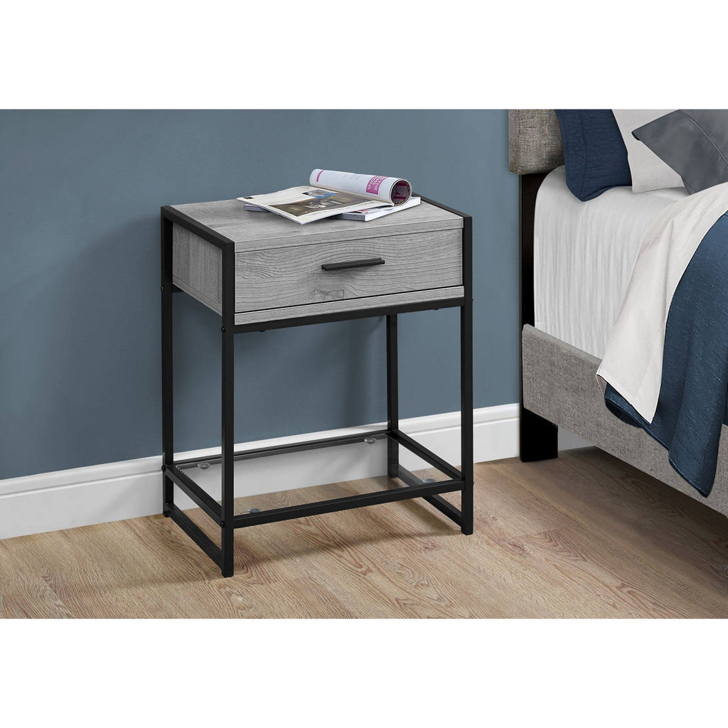 Gray and Black Rectangular Accent Table with Tempered Glass J506838