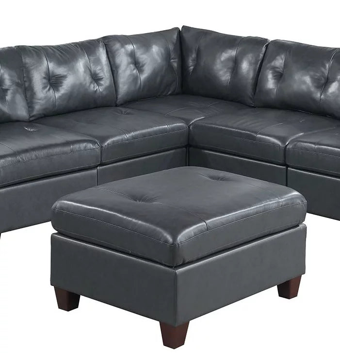Genuine Leather Tufted Ottoman Q14770
