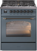 Blue Grey Bronze Trim Dual Fuel Natural Gas Range F893129