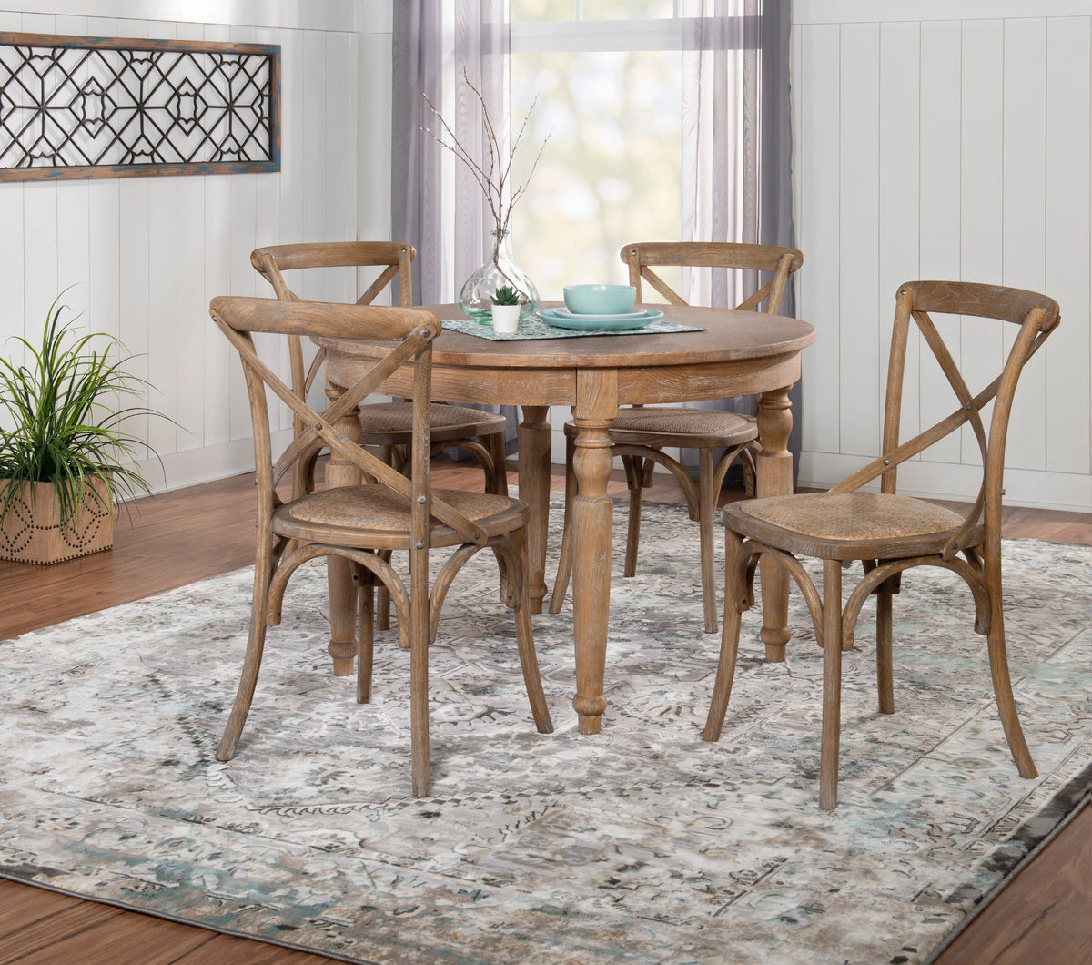 42" Round Rustic Dining Table with Turned Legs M436341