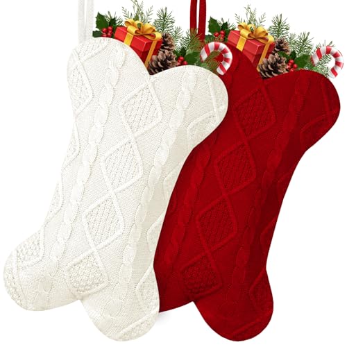 2 Pack 18 Inch Knitted Dog Christmas Stocking T976
