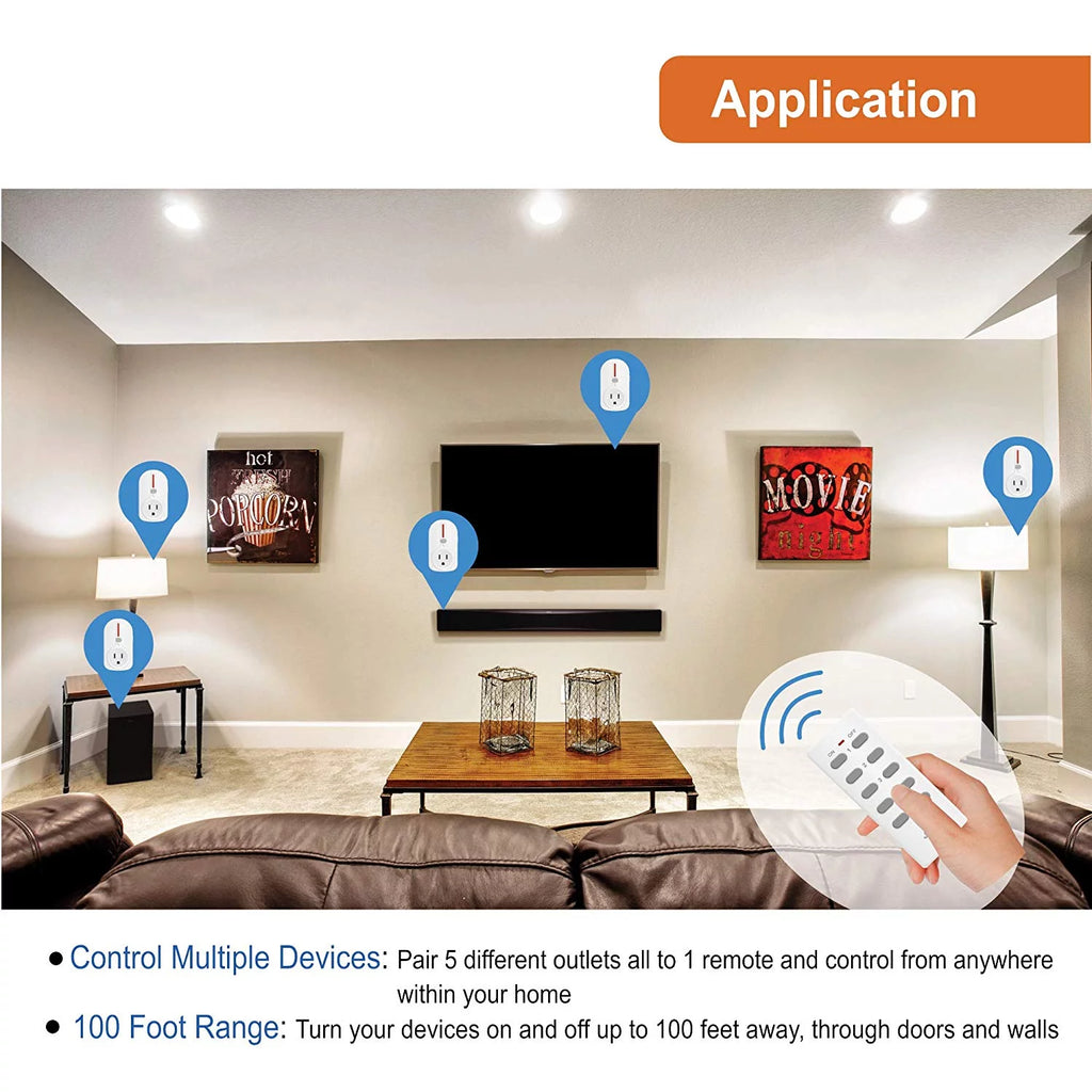 5 Pack Remote Control Outlet Switch with 2 Remotes P523
