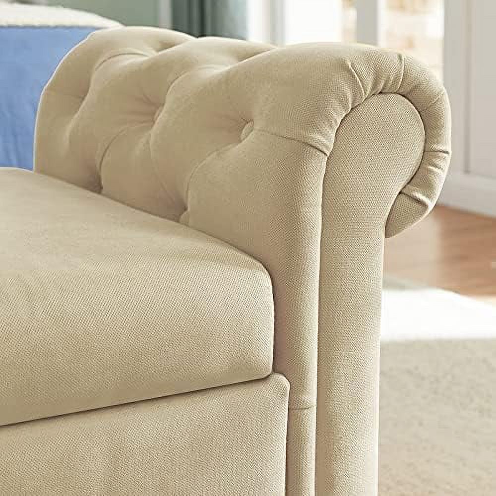 Velvet Tufted Ottoman Sofa Bench with Pillow B3593