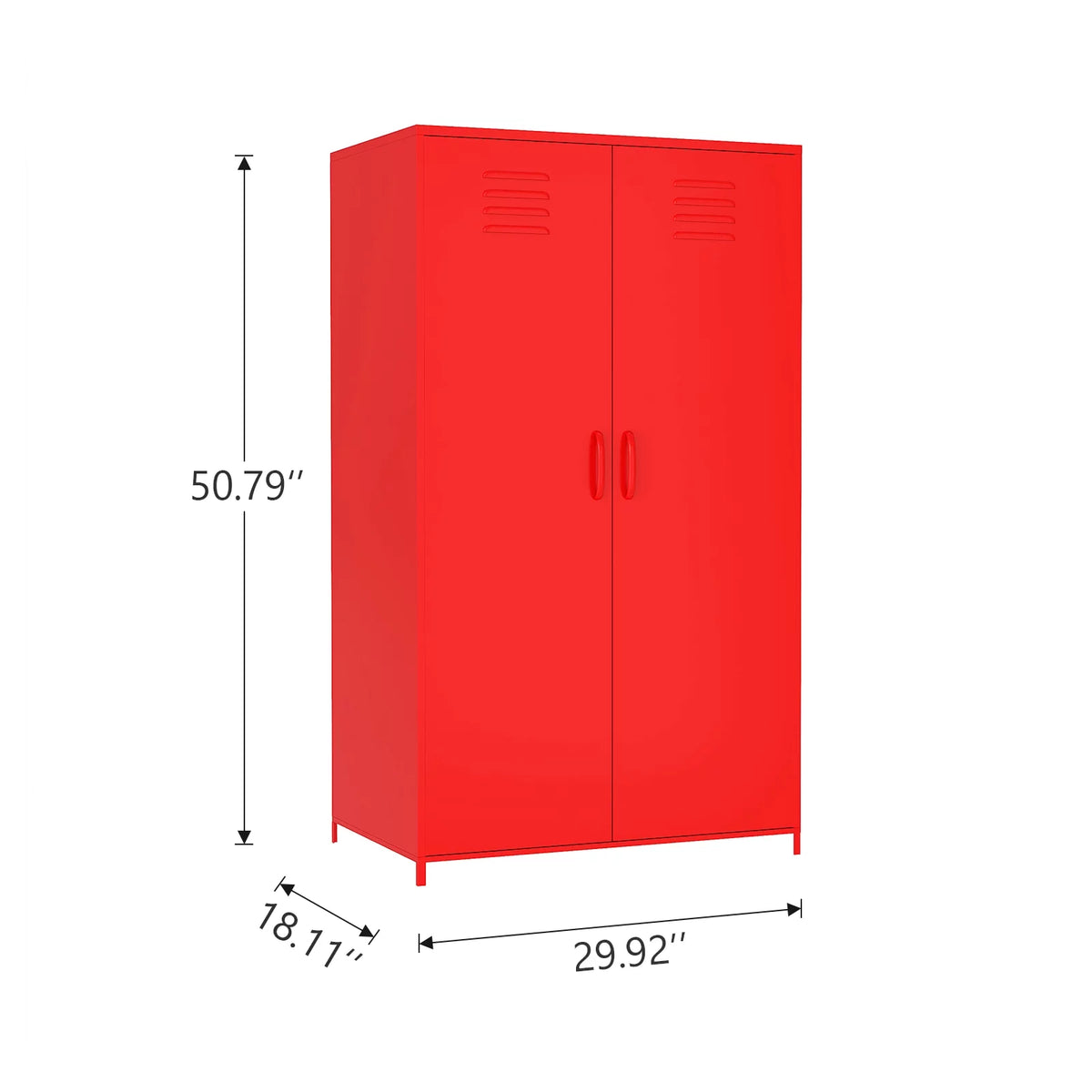 51" Tall Kids Metal Locker Cabinet with Magnetic Door Red K4414