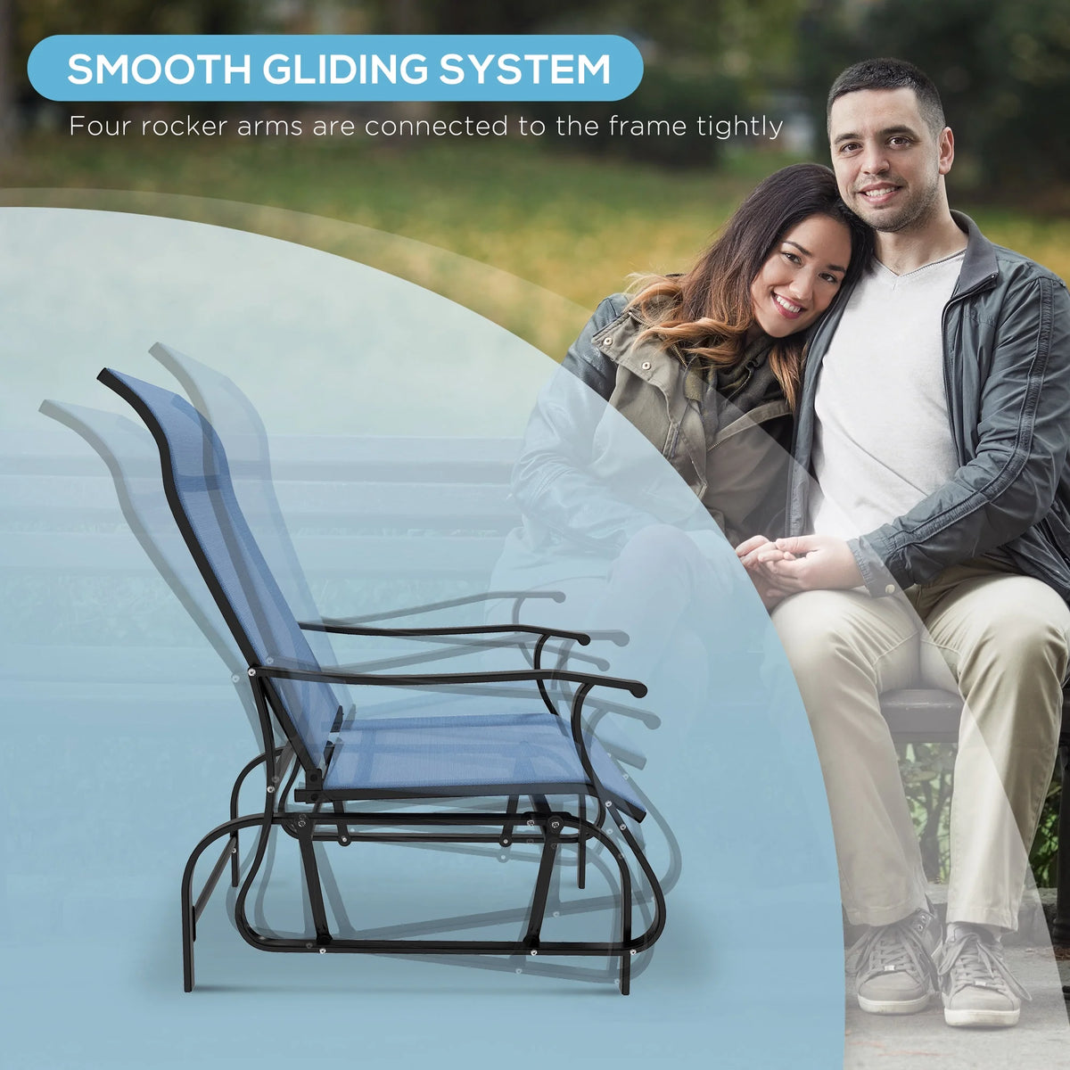 Light Blue 3-Piece Outdoor Gliders Set with Steel Frame N523896