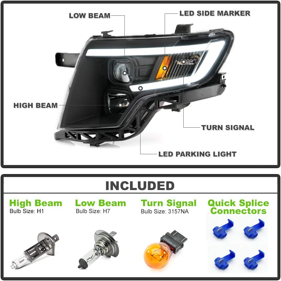Black Housing Projector Headlights Headlamps Assembly C85977