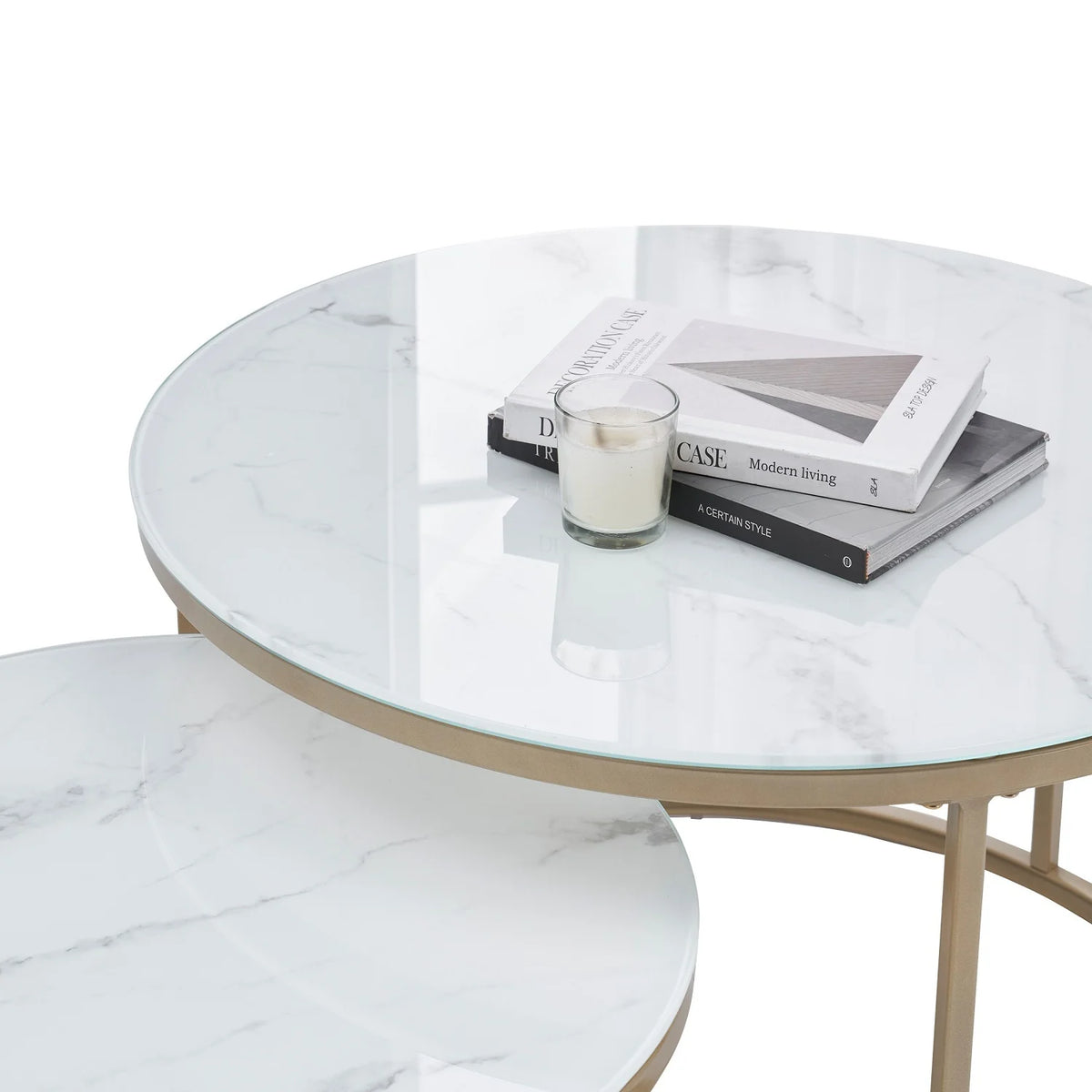 Coffee Table with Gold and Marble Patterns W415