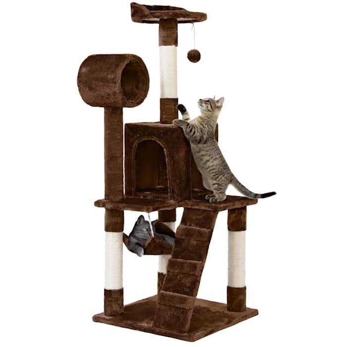 Plush Cat Tree Condo with Hammock Tunnel S292730