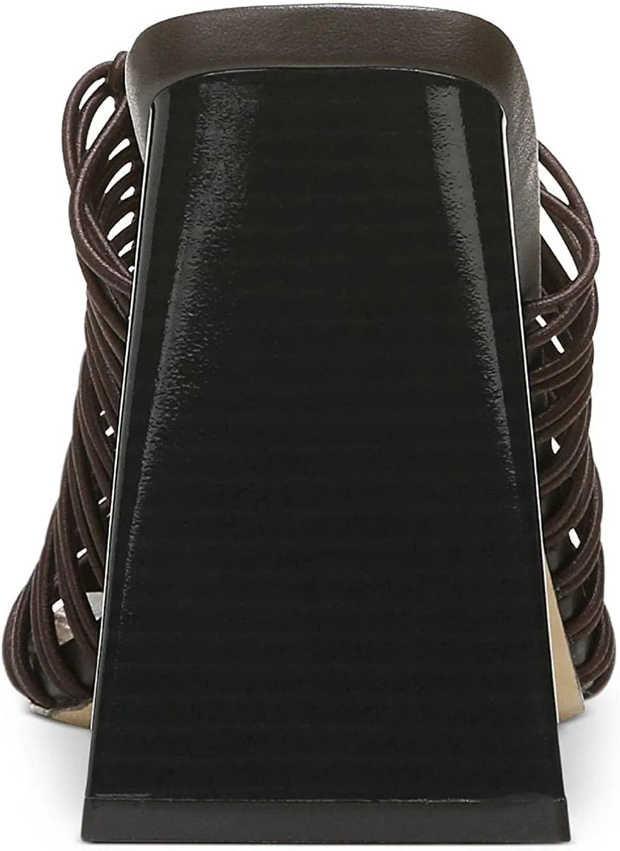 Caviar Brown Block Heel Slip On Squared Toe Mules A636