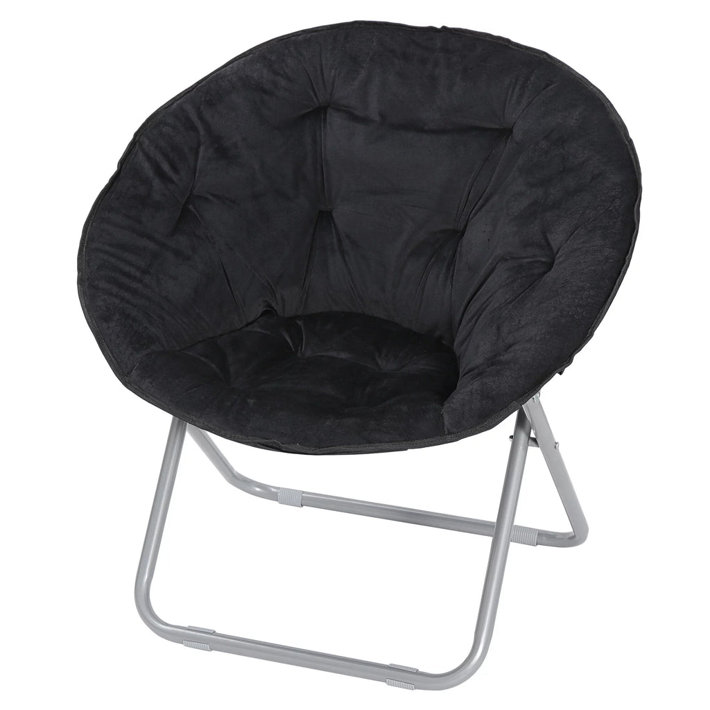 Foldable Faux Fur Saucer Chair Black K14646