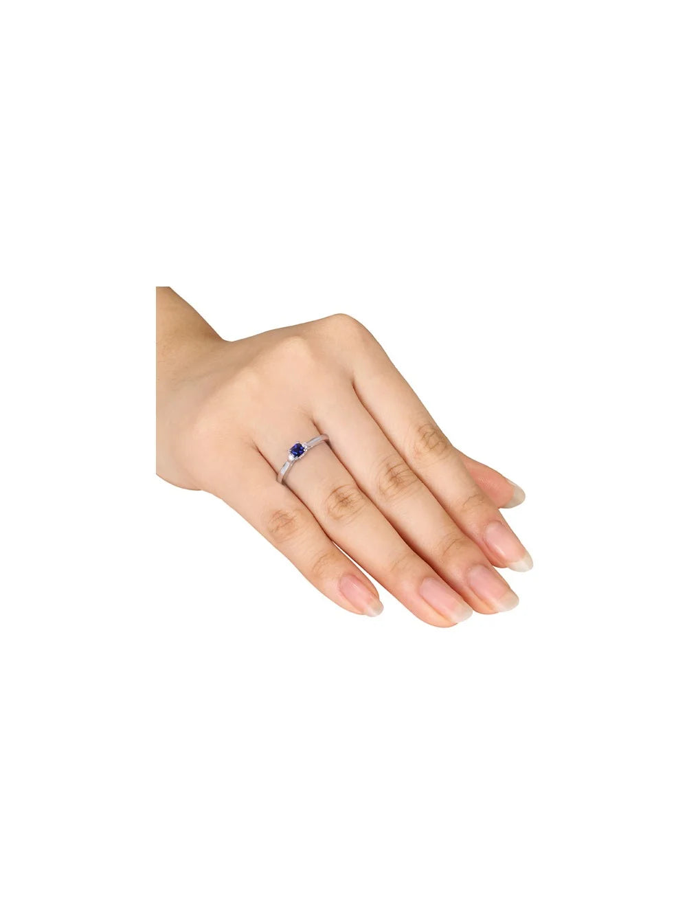 Lab-Created Blue Sapphire & Diamond Ring in Sterling Silver K884410