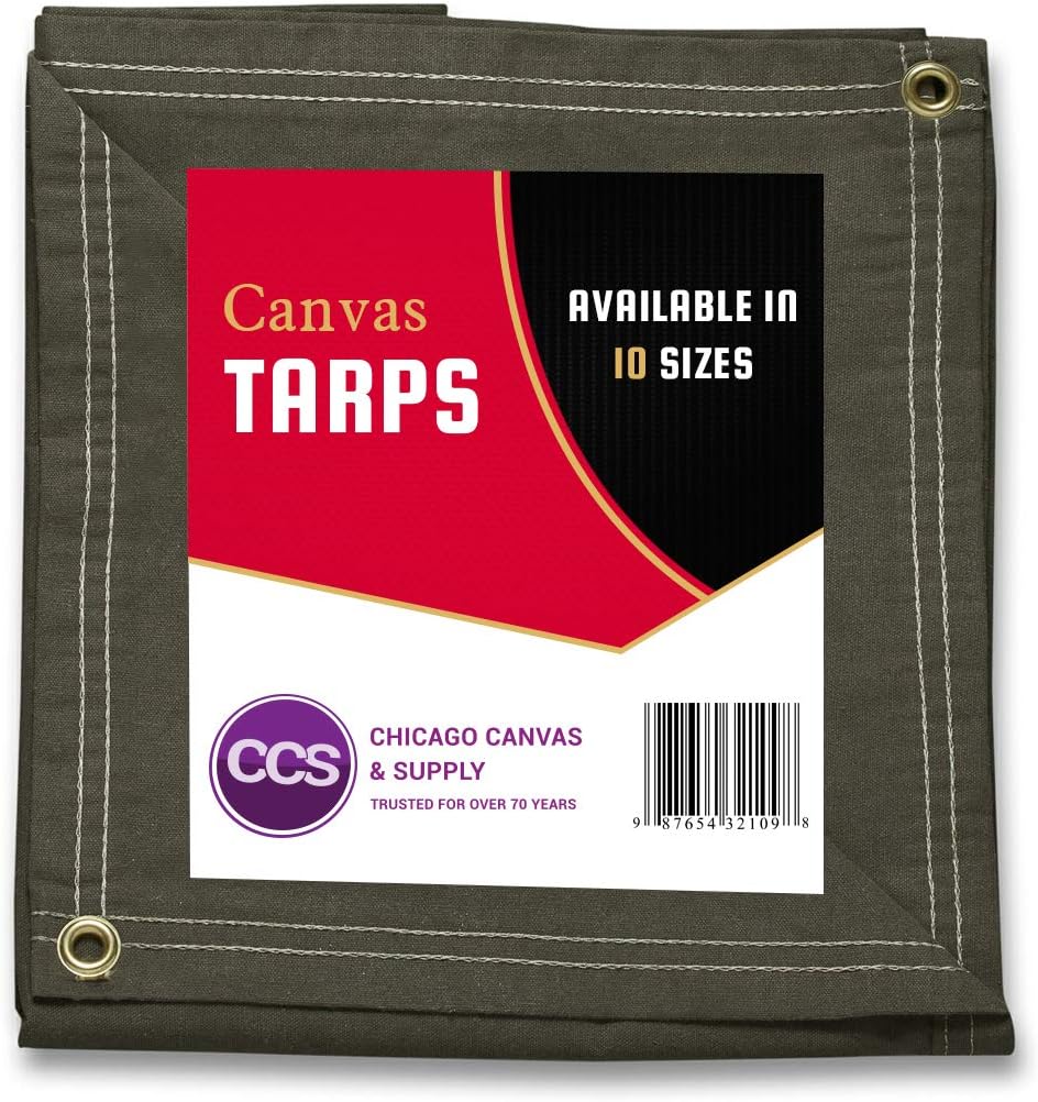 Gold 12 by 14 Feet Waterproof Canvas Tarp with Rustproof Grommets R42186