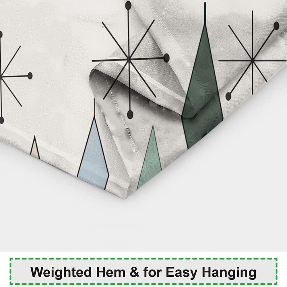 Mid Century Abstract Geometric Shower Curtain Set with 12 Hooks, 72x72 Inches U826